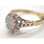 18ct gold vintage opal and diamond ring size Q
