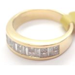 18ct gold fancy 1ct diamond baguette and Princess cut half eternity ring size P / Q RRP £3400.