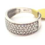 Silver pave set half eternity ring stamped 925 C/Z size M / N