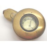 Brass miners watch case by E Brookes Electric Works Hanley containing an Ingersoll pocket watch