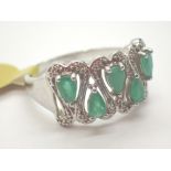 Gemporia silver pear cut emerald ring size U