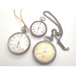 Silver fob watch gun metal pocket watch Services example and a 935 silver ladies fob watch