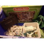 Box of mixed Subbuteo and striker football game items