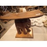 Carved hardwood elephant side table