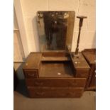 Mid Century dressing table with two large and two small drawers and mahogany pot cupboard