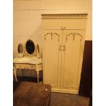 Cream kidney shaped dressing table with bi fold mirror and matching wardrobe