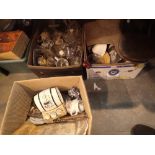 Six boxes of mixed ceramics glass and household items