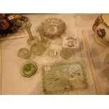 Glass items and a sardine pot