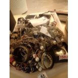 Tray of unsorted costume jewellery