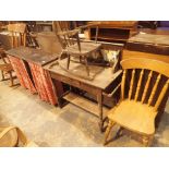 Collection of mixed furniture including chair table childs rocking chair etc