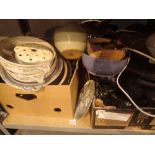 Two boxes of household ceramics pans kettle including Judge pan etc