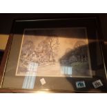 Small framed village scene watercolours signed George Allan 35 x 25 cm