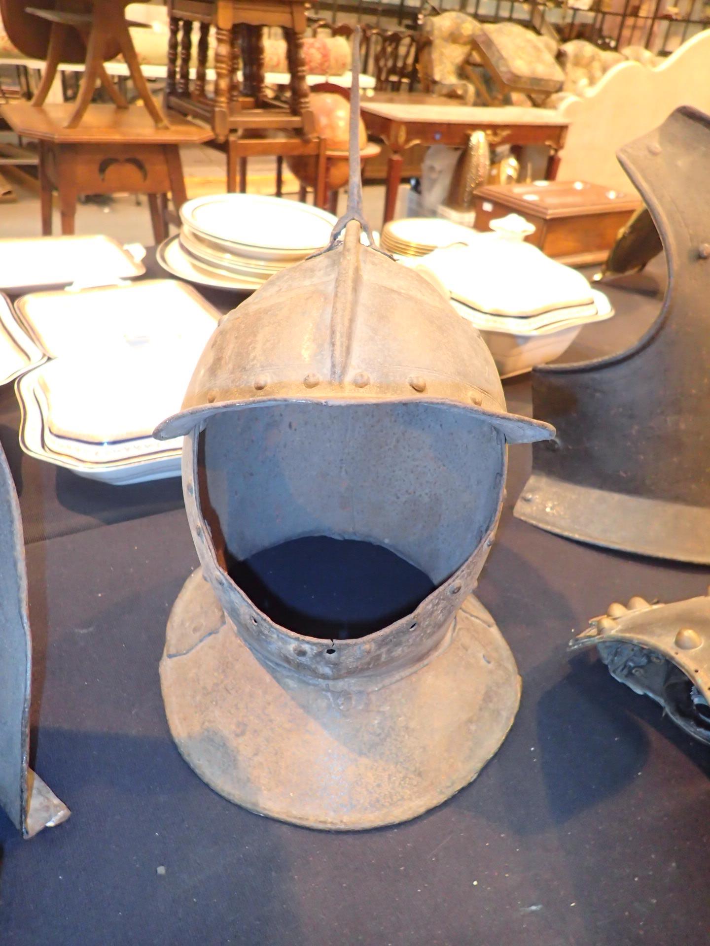 English Civil War style Cavalry helmet with spike and peak possibly a Victorian reproduction - Image 2 of 7