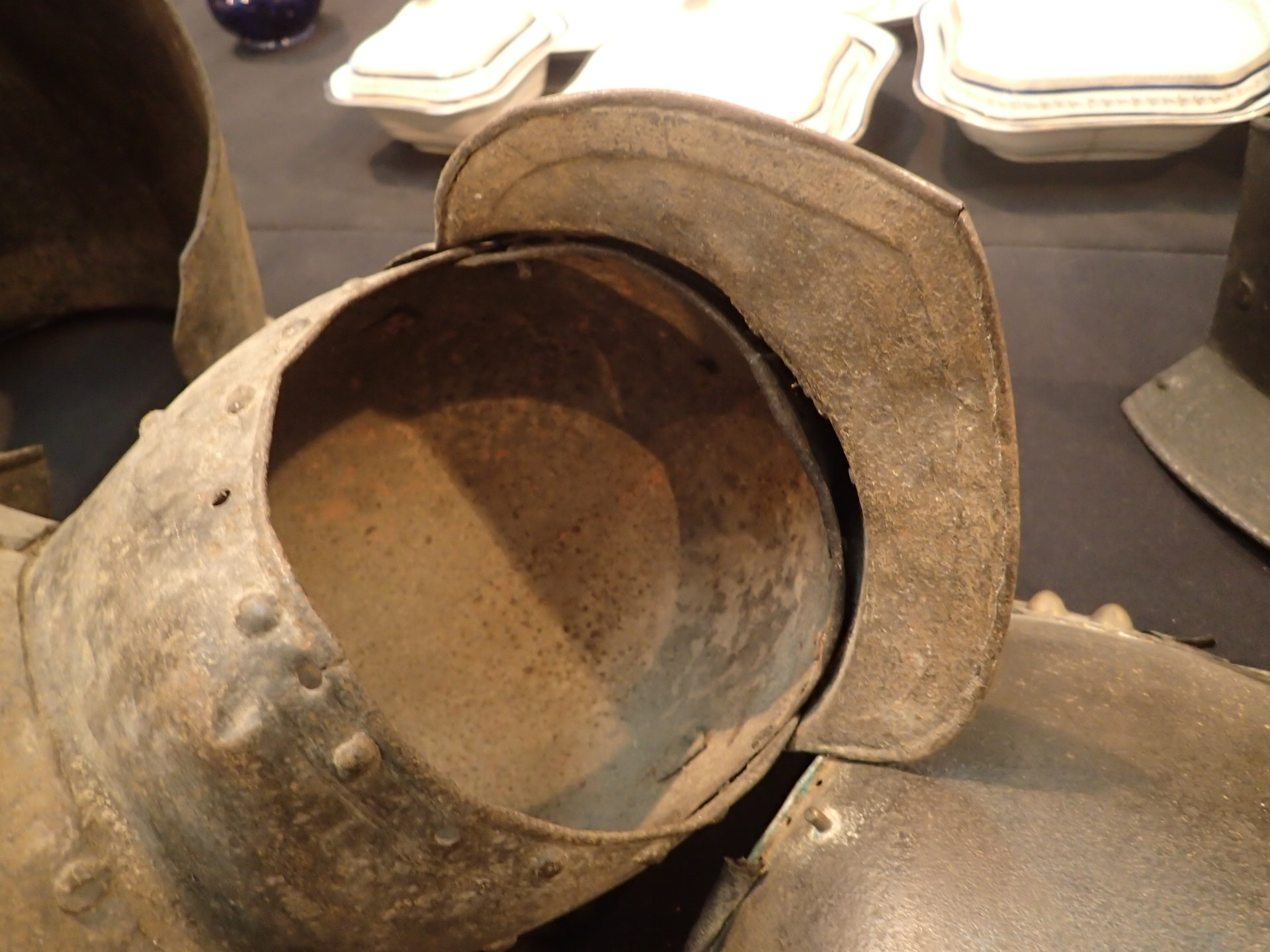 English Civil War style Cavalry helmet with spike and peak possibly a Victorian reproduction - Image 6 of 7