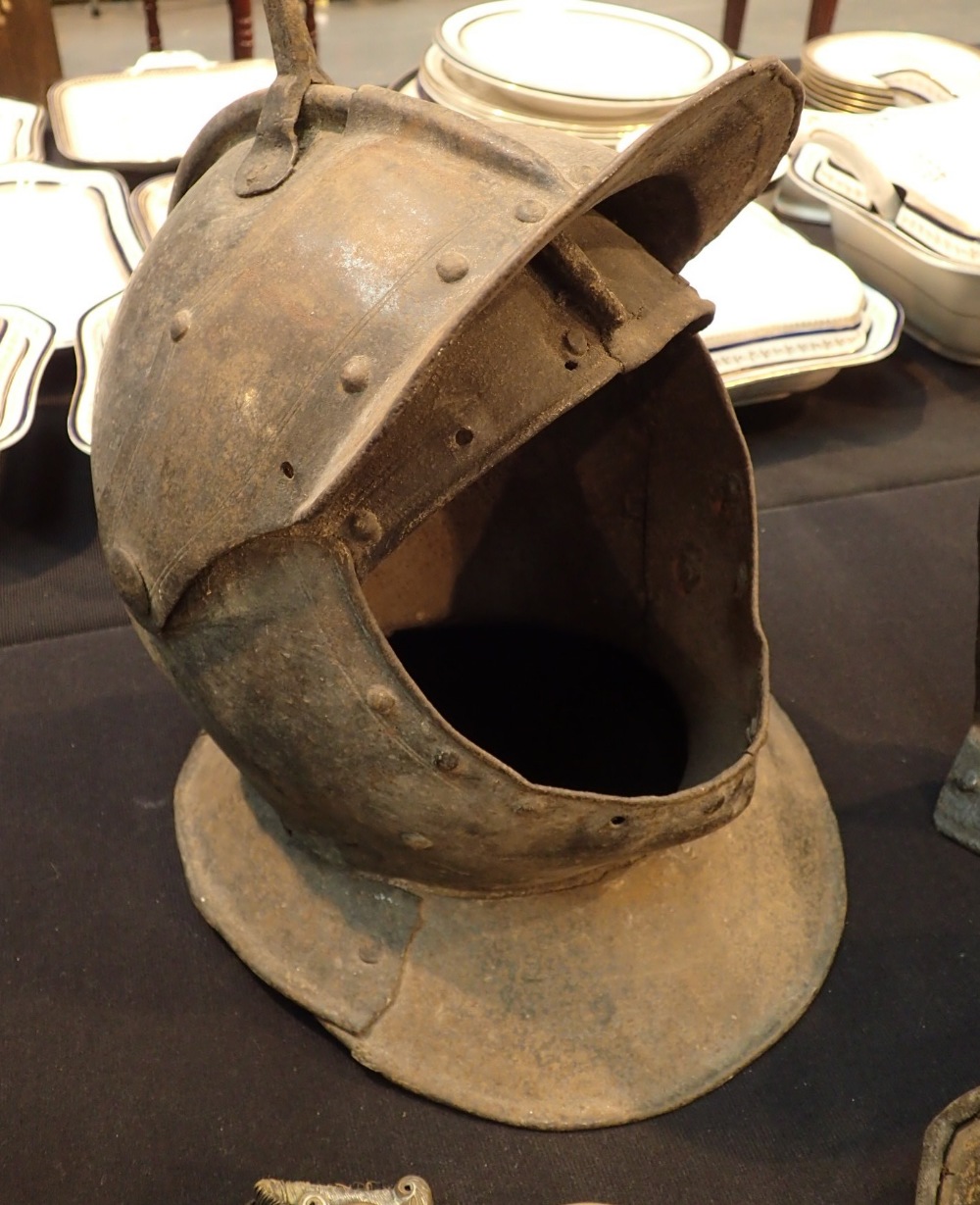 English Civil War style Cavalry helmet with spike and peak possibly a Victorian reproduction