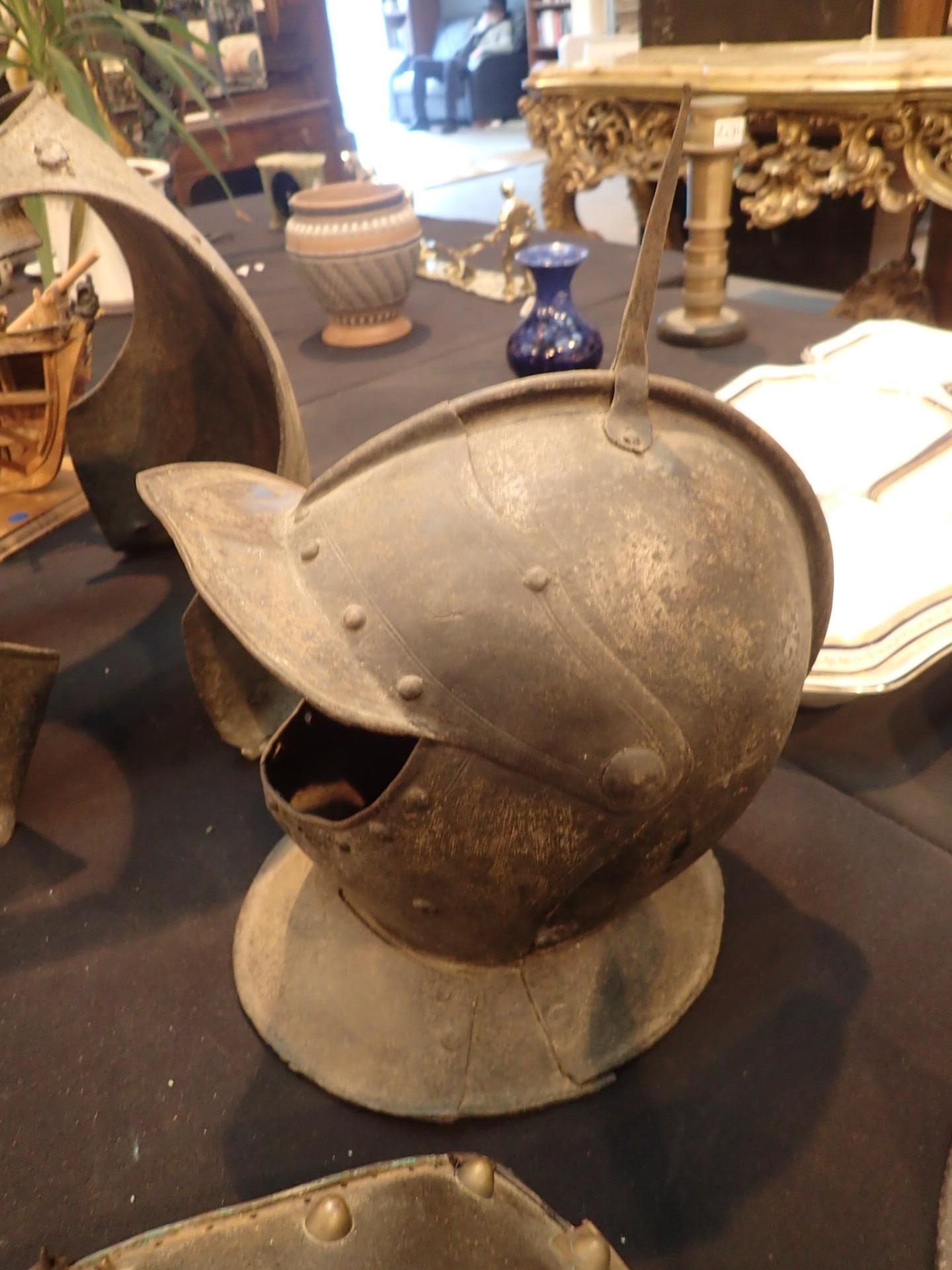 English Civil War style Cavalry helmet with spike and peak possibly a Victorian reproduction - Image 3 of 7