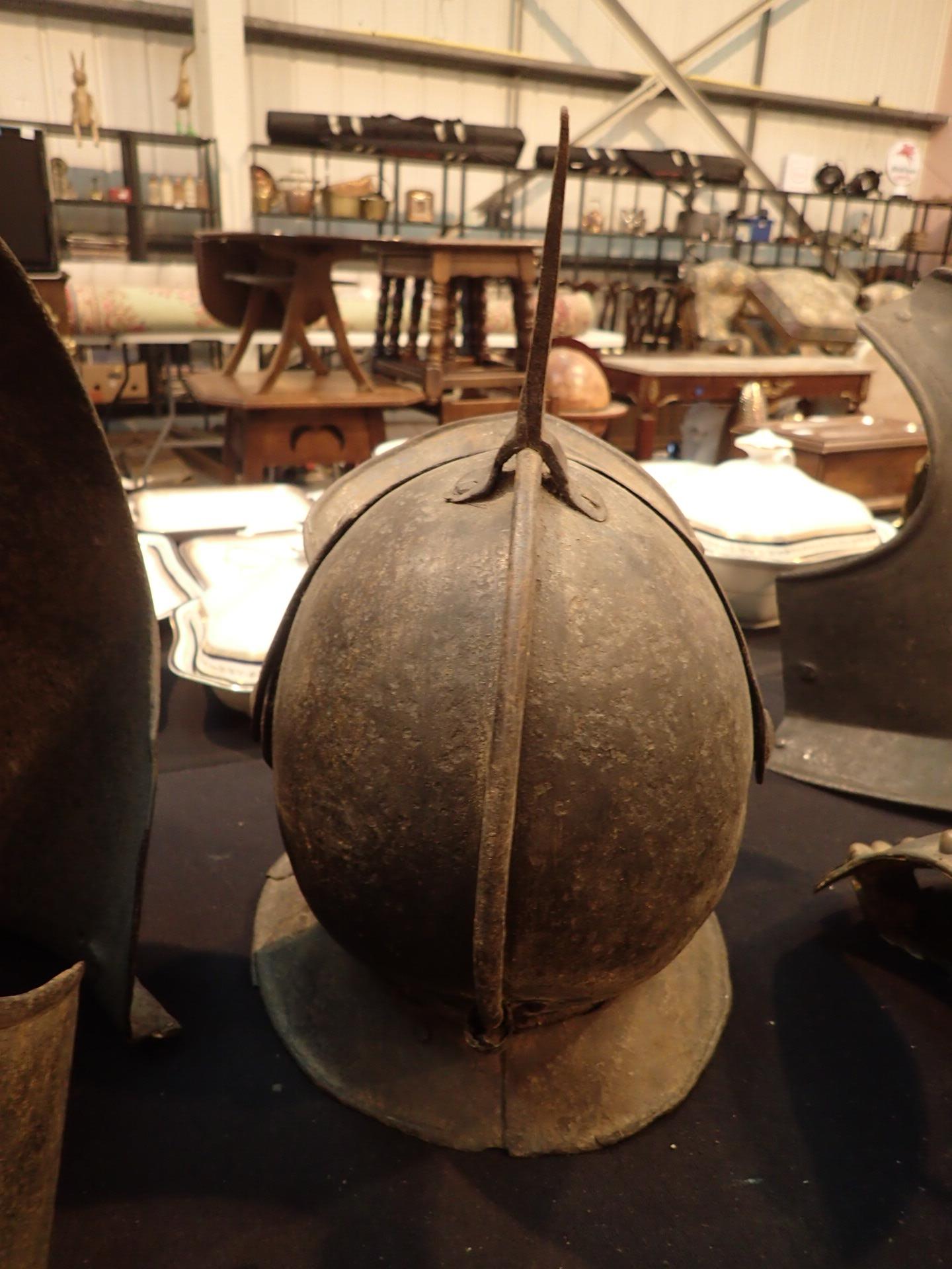 English Civil War style Cavalry helmet with spike and peak possibly a Victorian reproduction - Image 4 of 7