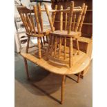 Pine extending dining table with four ch