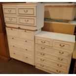 Two sets of white drawers and two bedsid