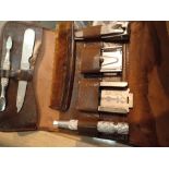 Leather cased gents shaving kit