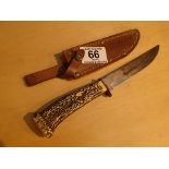 Antler handled sheath knife stamped Solingen