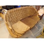 Victorian walnut framed three seater parlour settee for reupholstery