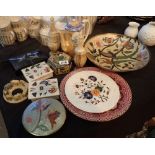 Collection of Asian ceramics alabaster brassware etc