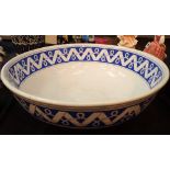 Large blue and white wash bowl by Brown Whitehead & Moore ( impressed to base ) with Victorian