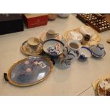 Collection of mixed china including Oriental and a Doulton Lambeth pepper pot