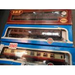 Three assorted Airfix OO Gauge BR passenger coaches all boxed