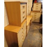 Five piece beech effect bedroom suite comprising two bedside tables two chests of drawers and