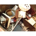 Biscuit tin of mixed items including jewellery