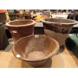 Large earthenware and teracotta ceramic pots planters