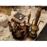 Collection of Oriental style items including figurines