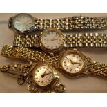 Four ladies metal strap wristwatches