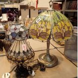 Three table lamps in the Tiffany style CONDITION REPORT: The electrical items