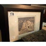 Framed abstract painting on silk