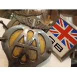Two vintage AA badges and a GB example