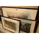 Framed lithographs to include C Octavius Wright and Frank Greenwood