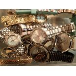 Box of mixed wristwatches including fashion examples