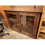 Antique oak bookcase with twin glazed doors