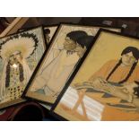 Four framed Red Indian prints by Winold Reiss
