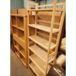 Contemporary six shelf pine bookcase and a beech living room unit