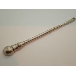 White metal antique tea straw L: 21 cm