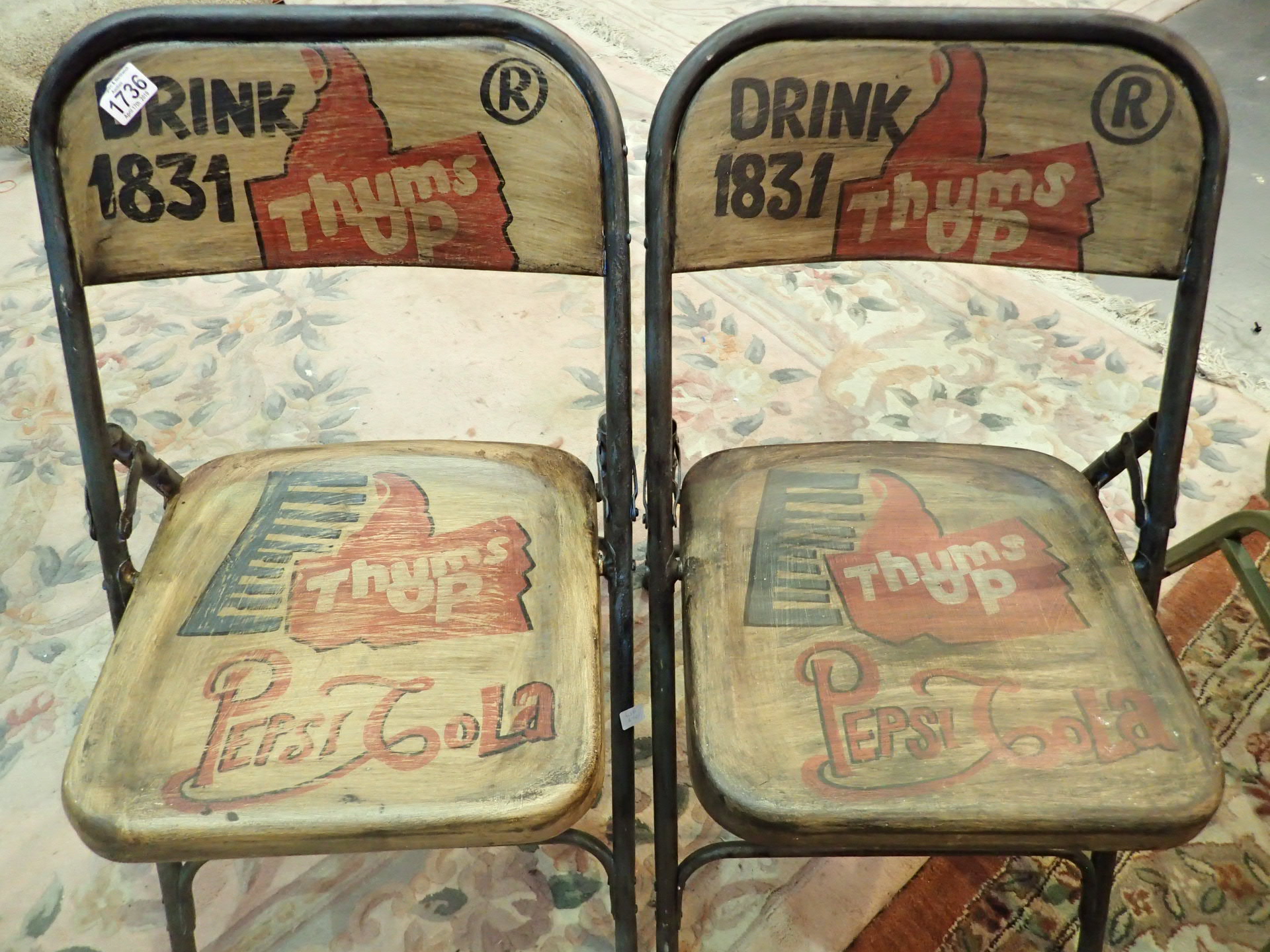 Two vintage style metal foldable Pepsi c