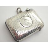 Hallmarked silver vesta case with monogr