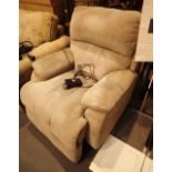 Upholstered electric reclining armchair