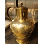 Plated teapot and a brass jug