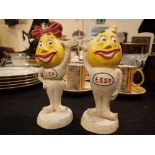 Cast iron Esso man and woman figurines H