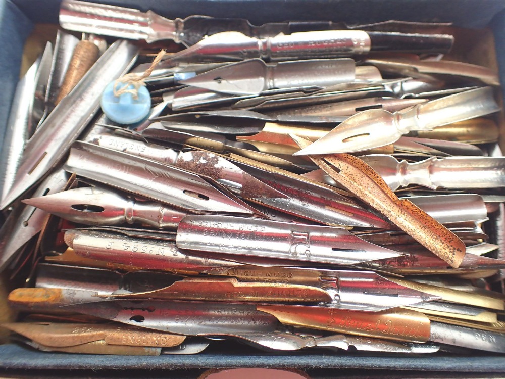 Box of vintage fountain pen nibs